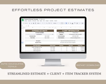 Plantilla de estimación de gastos de Hojas de Cálculo de Google: Seguimiento de clientes y proyectos (Descarga digital)