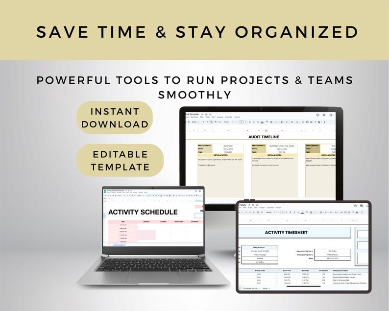 Work & Time Management Spreadsheet Bundle | Activity Timesheet ...