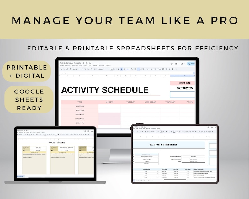 Work & Time Management Spreadsheet Bundle | Activity Timesheet ...