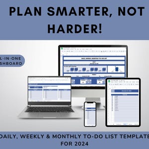To Do List 2024 Google Sheets Template | Daily Weekly Monthly Task Planner | Productivity Tracker | Editable Spreadsheet PDF