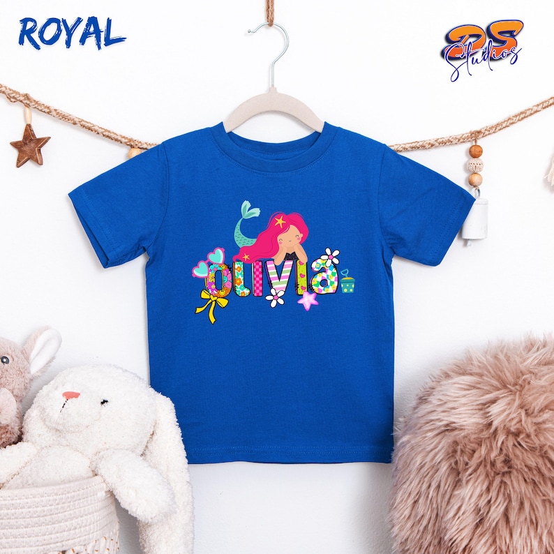Camiseta infantil personalizada de sirena: Camiseta personalizada para niños imagen 12