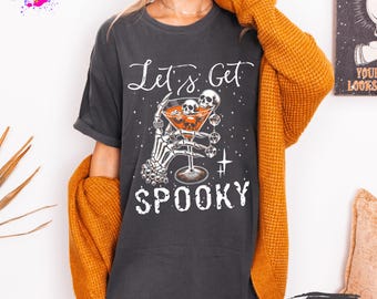 ゴシックハロウィンTシャツ：スケルトンハンド＆スカルカクテル