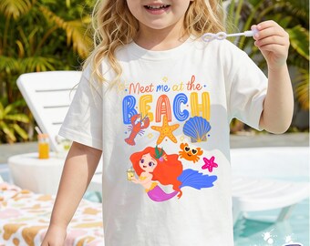 Camiseta de playa de sirena para niñas, camiseta de verano infantil "Nos vemos en la playa", camiseta de vacaciones para bebés, conjunto de playa para bebés.