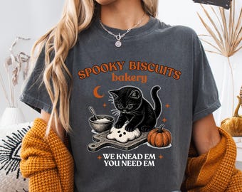 Spooky Biscuits Bakery Cat Shirt, Halloween Cat Lover Tee, Matching Family Shirts