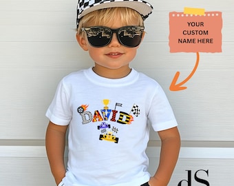 Camiseta de coche de carreras personalizada para niño: regalo de cumpleaños personalizado