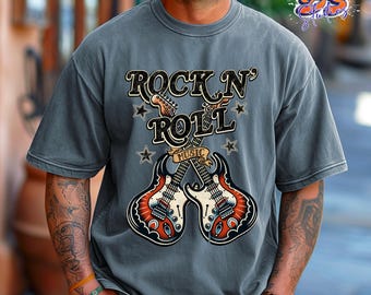 Camiseta de rock and roll, camiseta vintage de guitarra, camiseta para amantes de la música, camiseta con estampado de estilo retro de banda.