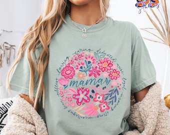 Camiseta floral para mamá, regalo del Día de la Madre para mamá, camiseta gráfica con estética adorable.