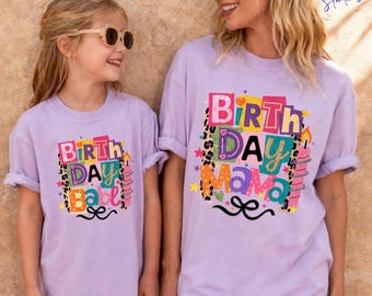Camisetas a juego para mamá e hija, camisetas de cumpleaños para mamá y bebé, conjunto de cumpleaños para mamá e hija, camiseta para fiesta familiar.