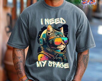 Astronaut Cat Shirt, Funny Space Cat T-Shirt, I Need My Space Shirt, Cat Lover Gift, Space Kitty Tee, Unisex Graphic T-Shirt
