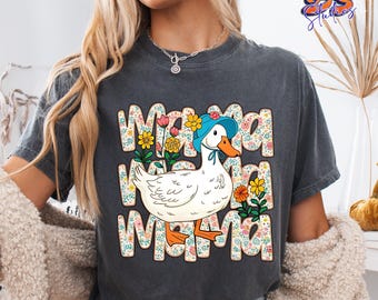 Camiseta Mama Goose, Camiseta con estampado floral "Linda Mom Life", Regalo divertido para mamás