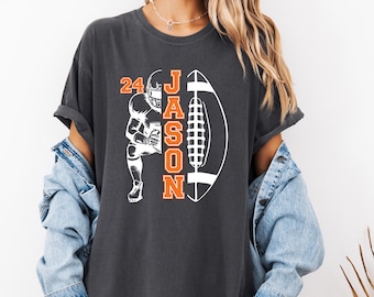 T-shirt de football personnalisé, nom et numéro personnalisés, t-shirt Game Day