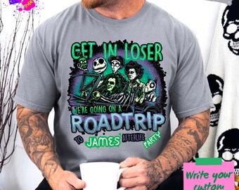 Personalized Halloween Road Trip T-Shirt - Custom Name Hitchhiker Tee