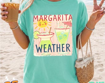 Camiseta Margarita Weather, Camiseta divertida para la playa, Camiseta para vacaciones de verano, Conjunto para viaje de chicas