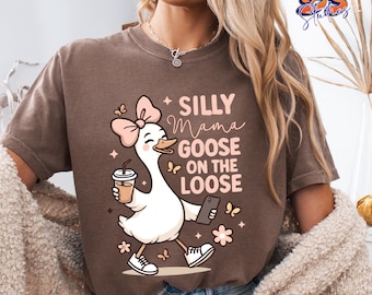 Camiseta Silly Mama Goose, Camiseta Divertida con Gráfico de la Vida de Mamá, Camiseta Linda de Café para Mamá