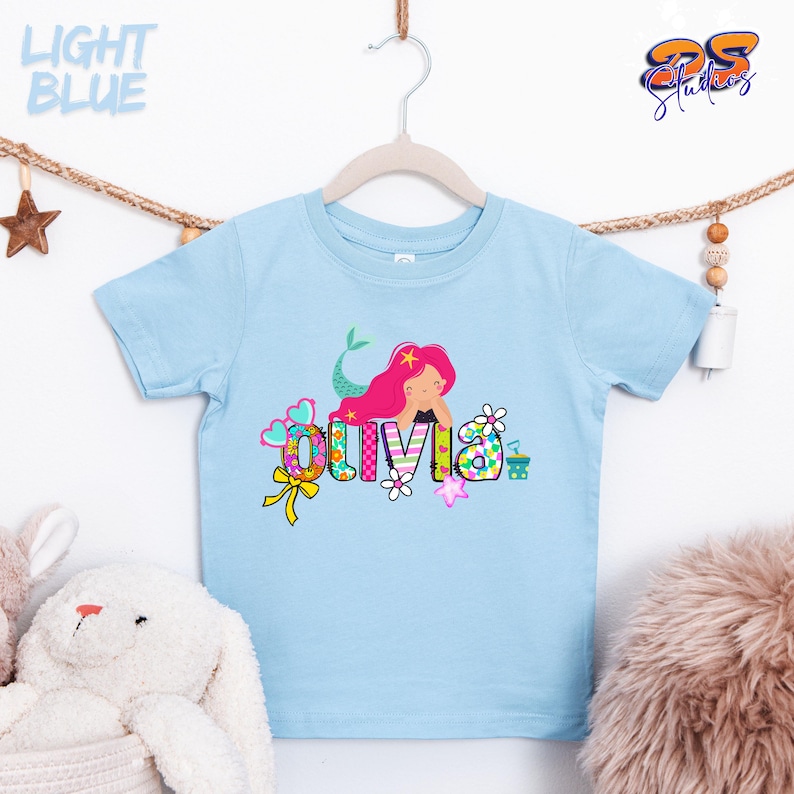Camiseta infantil personalizada de sirena: Camiseta personalizada para niños imagen 9