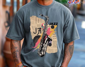 Jazz Saxophone Shirt, Vintage Jazz T-Shirt, Saxophone Player Gift, Jazz Musician Shirt, Music Lover Gift, Retro Jazz Graphic Tee, Unisex