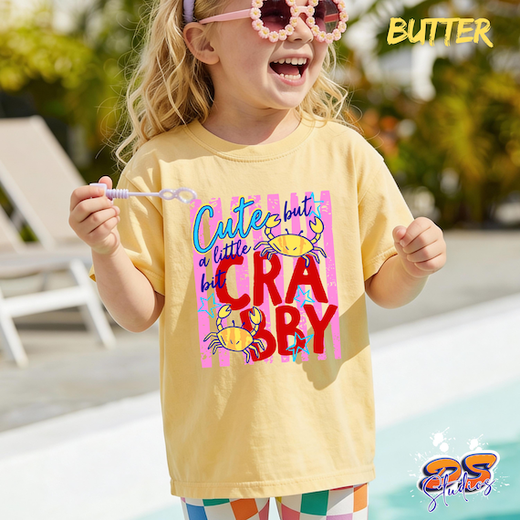 Cute But A Little Bit Crabby Shirt, Kids Beach Vacation Tee, Toddler Summer Shirt, Crab Lover Beach Outfit