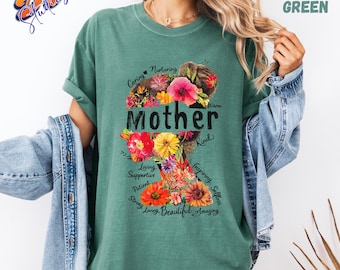 Camiseta floral para mamá, regalo del Día de la Madre para mamá, camiseta gráfica de amor sentimental.