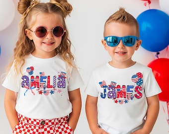 Camiseta personalizada del 4 de julio para niños pequeños: camiseta patriótica para niños