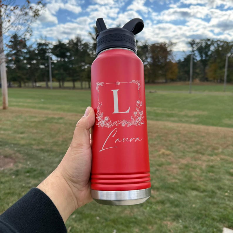 Custom Monogram Water Bottle 32 Oz | Personalized Stainless Steel ...