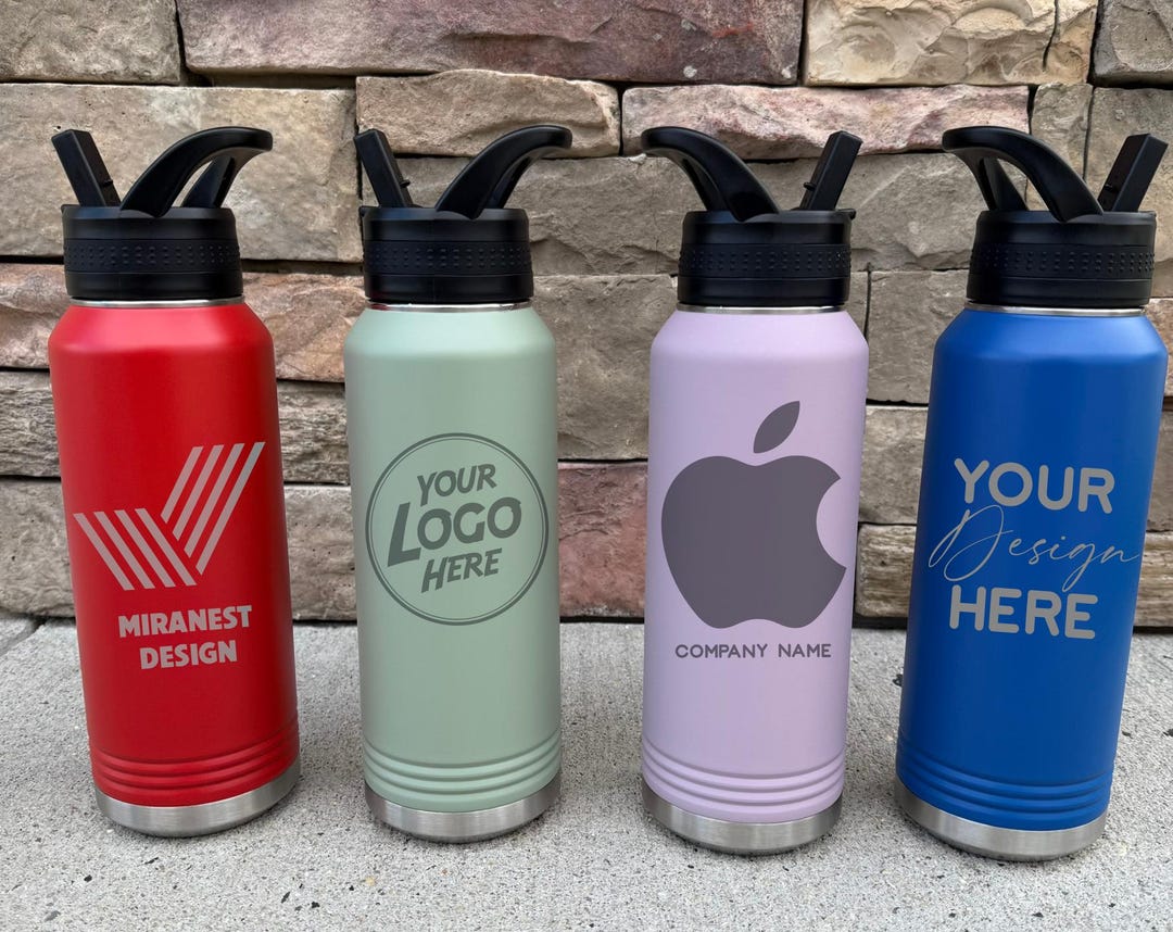 Engraved Logo Water Bottle | 32 Oz Stainless Steel Business Gift - Etsy