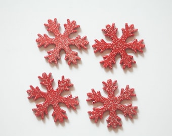 Red Snowflake Glitter 48mm 4ct - for Chunky Necklace - Frozen Theme