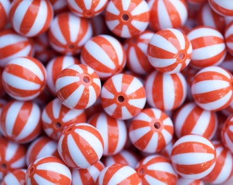 20mm Orange Beach Ball Chunky Necklace Beads 10 ct - Melon beads - 20mm Beads