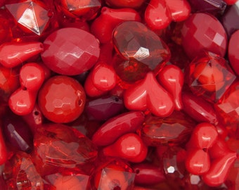 1 Pound of Red Mixed Beads for Chunky Necklaces  over 100 beads lot  Bubble Gum Necklace Beads