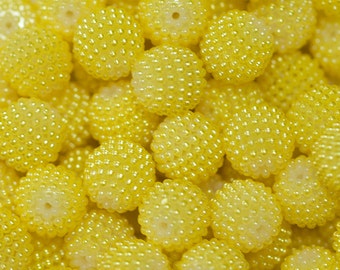 20mm Yellow Berry Beads for Chunky Necklace 10 ct Bubble Gum Necklace Beads