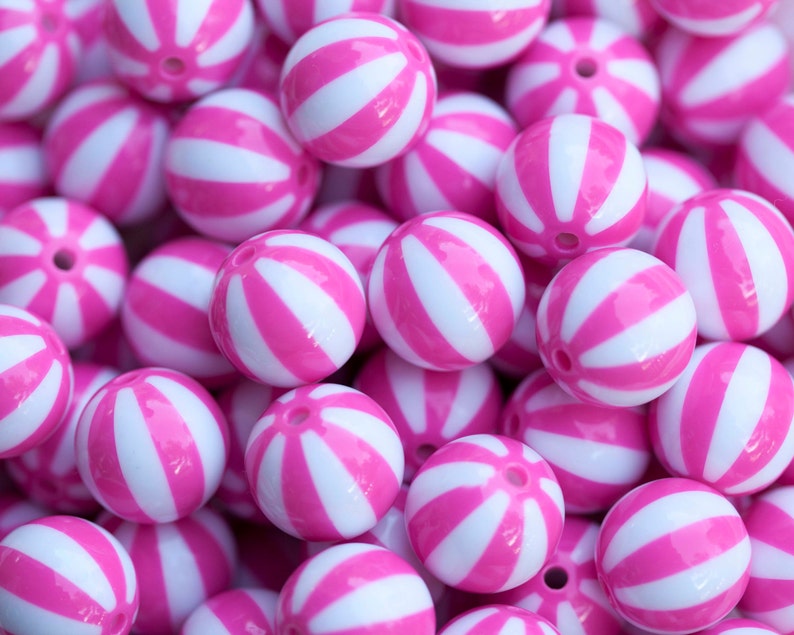 20mm Hot Pink Beach Ball Chunky Necklace Beads 10 ct Melon beads 20mm Beads image 1