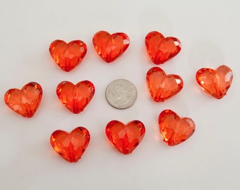 10ct Red Transparent Faceted Acrylic Beads 25x28.5mm Chunky Necklace