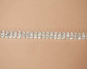 Silver Trio Rhinestone Chain By The Yard 10mm tall - Rhinestone Trim