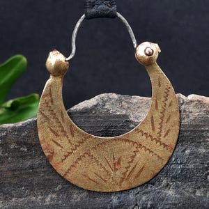 Medieval ancient Cossacks Age earring, Authentic bronze moon ear ring necklace, Original artifact of Middle Ages, Cossacks lunar amulet