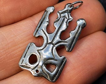 Ancient Bronze Kievan Rus "Trident" Amulet. Viking Age Artifact 9th century AD. Slavic Pendant