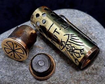 WW2 Trench Art Bronze Fuel Lighter with 1938 Coin. Ancient German Reich Artifact 1939-1945