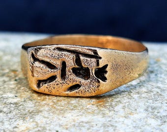 Medieval Bronze Warrior Ring. Ancient Slavic Knight Artifact 11-12th century AD. Viking Age Amulet