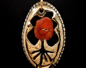 Medieval Bronze Amber Tree of Life Amulet. Slavic Artifact 11th century AD. Viking Talisman