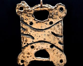 Viking Age Bronze Amulet "Faces". Slavic Ritual Artifact 9th century AD. Medieval Druid Pendant