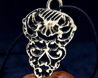 Bronze Medieval Ornamented Amulet. Ancient Ritual Artifact 12th century AD. Republic Era Pendant