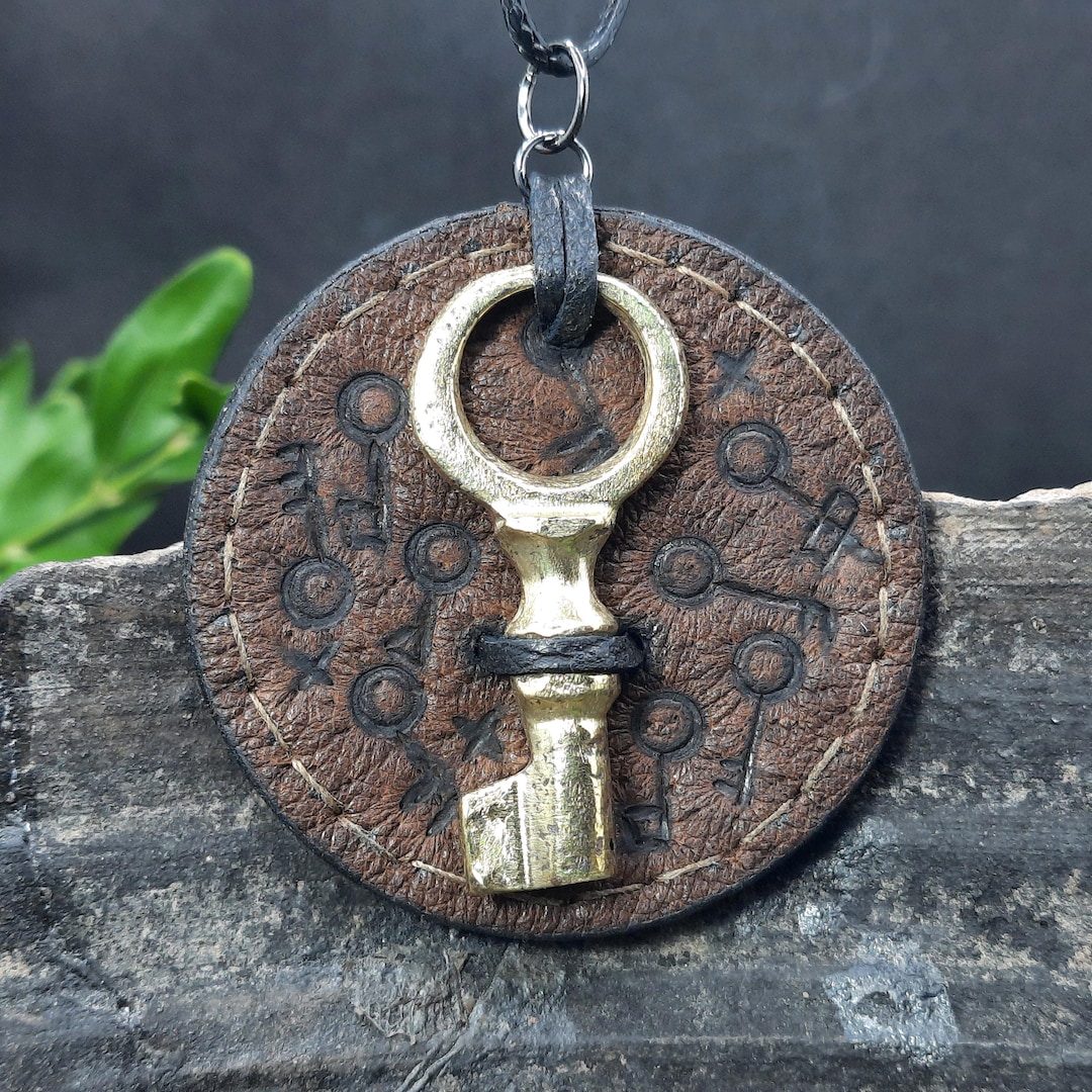 Original Rare Bronze Amulet Key Viking Age on a Leather Holder ...