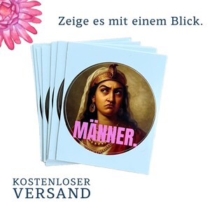 feministischer Sticker, rund, starke Frau, 4cm Durchmesser, genug von Männern