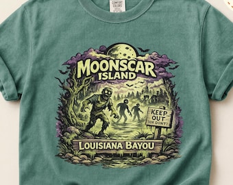 Moonscar Island Shirt, Vintage Horror Bayou Tee, Retro Zombie Island Shirt, Spooky Louisiana Swamp Shirt, Halloween Nostalgia Gift