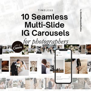 Seamless Instagram Minimal Elegant Canva Editable Wedding Photographer Portrait Posts | IG Carousel Templates
