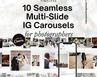 Plantillas de carrusel de Instagram para fotos de bodas editables, minimalistas y elegantes de Canva.