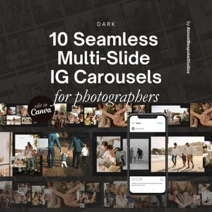 Seamless Instagram Minimal Elegant Dark Canva Editable Photographer Portrait Posts | IG Carousel Templates