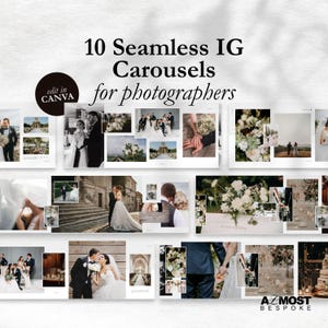 Seamless Instagram Minimal Elegant Canva Editable Wedding Photographer Portrait Posts | IG Carousel Templates