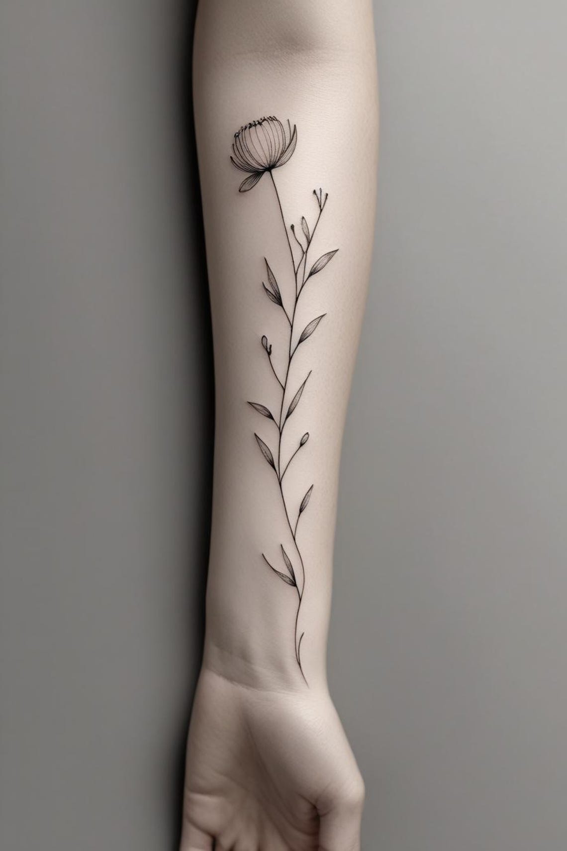 50 Minimal Floral Tattoo Designs | Fine Line Botanical Ink | Elegant ...