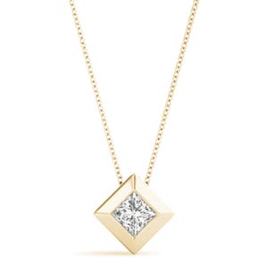 1.00CT Princess Cut Lab Grown Pendant For Her, Solitaire Pendant/Princess Diamond Engagement Gift/Birthday Gift, Lab Grown Wedding Pendant