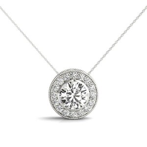 Yellow Gold Halo Charm Pendant/Round Lab Grown Diamond/Dainty Ethical Jewelry/Sparkling Conflict Free Diamond Pendant Gift For Her/Women