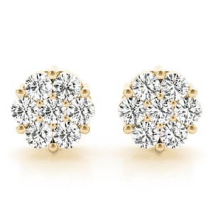 Floral Diamond Cluster Stud Earrings/Yellow Gold Round Cut Studs/Lab Grown Diamond Flower Earrings/Dainty Gold Earrings for Her/Women/Friend